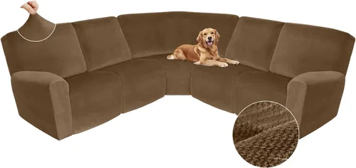 Miniatura 624 de Arfntevss Fundas de sofá seccional reclinable de terciopelo, Funda de sofá seccional de esquina para sofá reclinable, Funda elástica suave