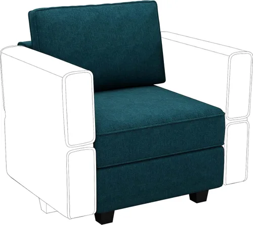 Miniatura 3 de Belffin Sofá seccional modular de tela Módulo de asiento medio Sofá Side Configuración libre Seccional Medio Azul pavo real