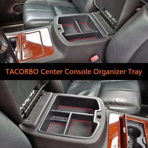 Miniatura 4 de TACORBO Bandeja Organizadora para Consola Central para 07-2014 GMC Sierra 2500 3500 Yukon XL Silverado 2500 3500 Suburban 1500 Tahoe / 07-13 GMC Rojo