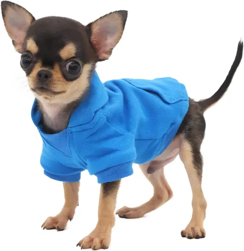 Miniatura 2 de LOPHIPETS Sudadera ligera de algodón para perros pequeños – Sudadera con capucha para chihuahuas, cachorros y razas en miniatura - Azul/XS