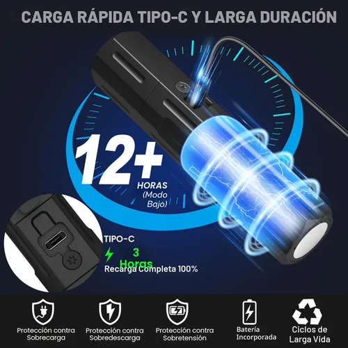 Miniatura 4 de Linternas recargables de alto lúmenes, linterna magnética de bolsillo pequeño superbrillante, 8 modos de luz LED táctica, potente luz de trabajo