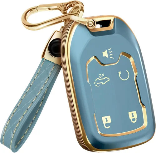 Miniatura 16 de Lucrum Funda para llavero GMC y Chevy y llavero de cuero, funda de TPU para Suburban Acadia Sierra Tahoe Yukon - 2014-2025