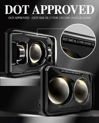 Miniatura 4 de Faros delanteros LED homologados por DOT de 4 x 6 pulgadas, 1000% más brillantes, 120W, compatibles con Kenworth T800 T600, Peterbilt 379