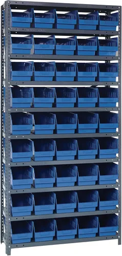 Miniatura 183 de Quantum QSBU-245BK Heavy Duty Shelving Unit with (7) Shelves and (24) QUS245 Black Bins for Garage Warehouse Storage Distribution 400 lb Load