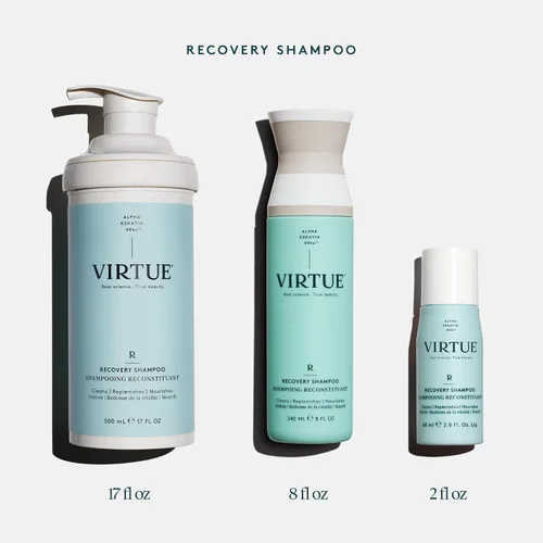 Miniatura 5 de VIRTUE Champú de recuperación sin sulfato con queratina y aceite de semilla de baobab para cabello dañado, color seguro