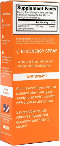 Miniatura 4 de Spectraspray Vitaminas veganas de vitamina B12 en aerosol oral - Spray vitamínico esencial diario