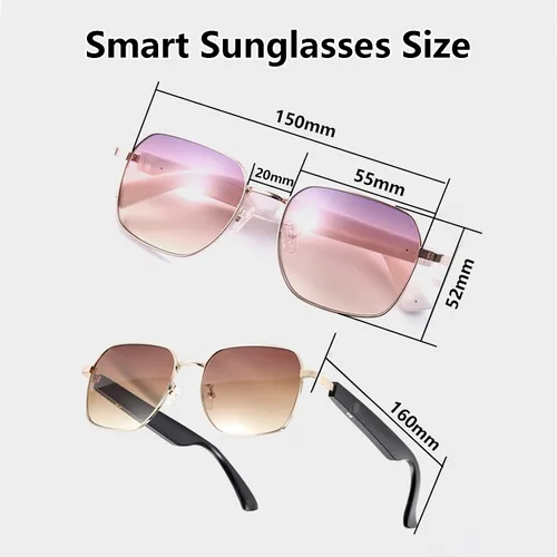 Miniatura 9 de Gafas inteligentes para hombres y mujeres, anteojos Bluetooth con micrófono y altavoces, gafas de audio de carga rápida compatibles con asistente