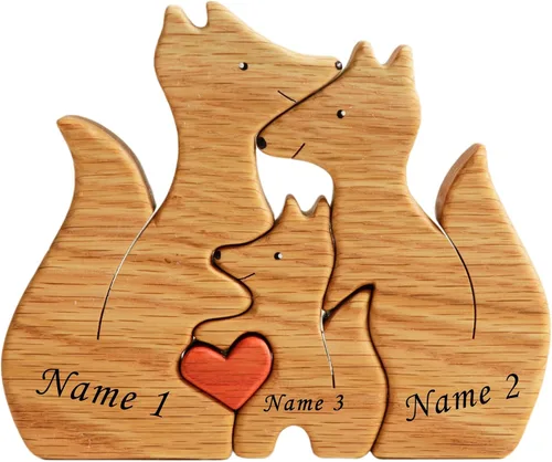 Miniatura 14 de Figura familiar de animales de madera personalizada con 1-8 nombres, bloques de nombres personalizados de animales para abrazar, regalos de recuerdo