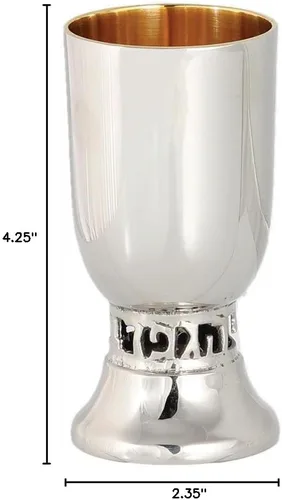 Miniatura 4 de Zion Judaica Rosh Hashanah - Taza de vino tallada en tallo con forma redondeada para Pesaj Shabat Bar/Bat Mitzvah, regalo de boda judía, Pascua