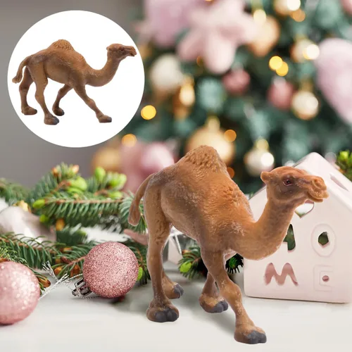 Miniatura 4 de Kisangel - Figura realista de camello de 4.33 pulgadas, juguete de animales del desierto de vida silvestre caqui, figura de juego educativo