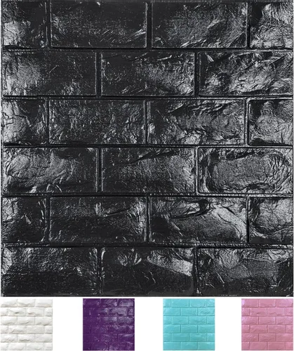Miniatura 7 de 30PCS Paneles de Pared 3D Despegar y Pegar Papel Tapiz de Ladrillo Falso Azul Espuma Autoadhesiva Paneles de Ladrillo Paneles de Pared de Piedra