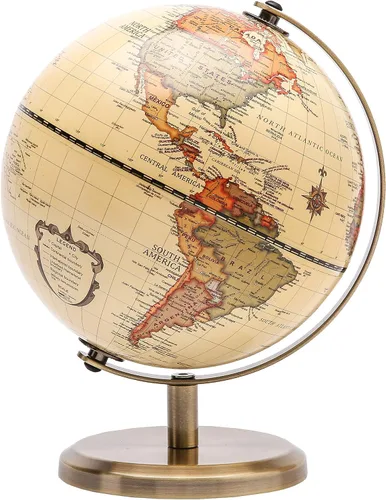Miniatura 9 de Annova Globo antiguo de 5.5 pulgadas de diámetro – Decoración de escritorio educativa/geográfica/moderna – Arco y base de acero inoxidable