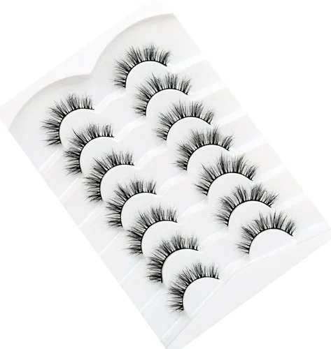 Miniatura 273 de Pooplunch - Pestañas postizas finas de visón sintético, estilo ojo de gato, naturales, cruzadas, tipo racimo, efecto 8D de volumen, tiras