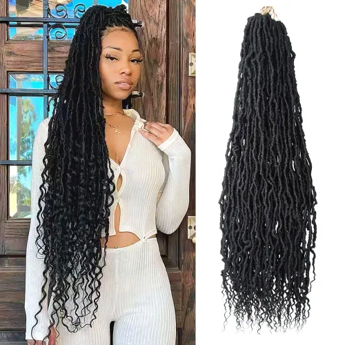 Miniatura 54 de BOHOBABE Rastas Falsas de Cabello de Ganchillo de 30 Pulgadas, Rastas Suaves Boho de Ganchillo con Puntas Rizadas, Rastas Largas de Diosa Bohemia