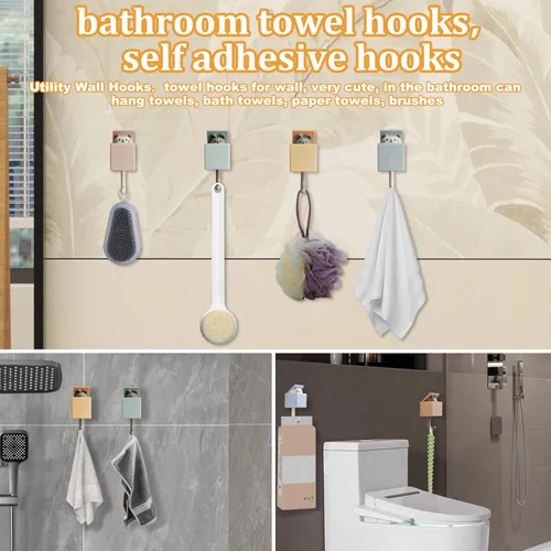 Miniatura 6 de 4 ganchos de toalla autoadhesivos para baños, ganchos de pared resistentes para colgar abrigos, toallas, bufandas, sombreros, batas, llaves, ganchos