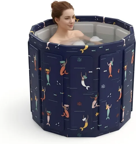 Miniatura 11 de Bañera portátil para adultos, bañera plegable para spa caliente y baño de hielo, bañera pequeña plegable para baño, bañera portátil aislada de 6
