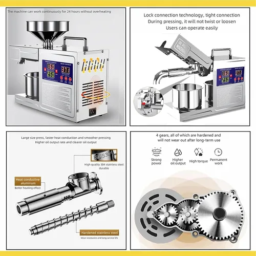 Miniatura 4 de Máquina de prensa de aceite Máquina de prensa en frío para extracción de aceite eléctrica, máquinas de prensa de calor de 820 w utilizadas