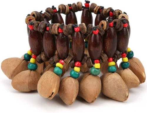 RiToEasysports Pulsera africana de cáscara de nuez, pulsera tribal africana del tambor