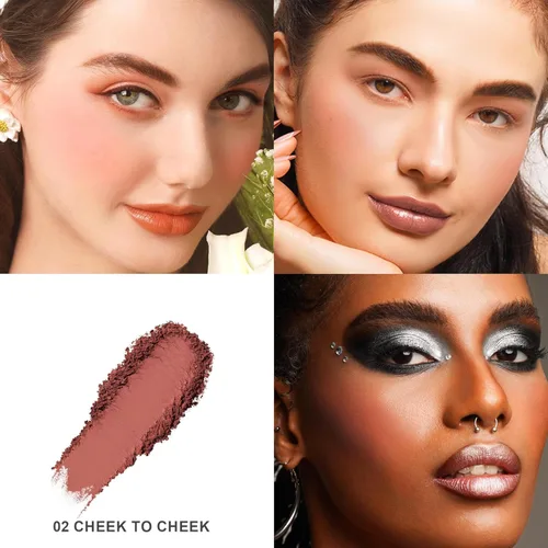 Miniatura 2 de Oulac Polvo de maquillaje de rubor marrón ciruela, mezcla de rubor en crema de color rico, piel bronceada mate natural, vegano y libre de crueldad