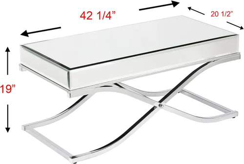 Miniatura 3 de SEI Furniture Ava Mesita de centro con espejo, cóctel, cromo
