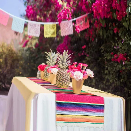Miniatura 2 de Camino de mesa mexicano Serape de algodón para decoración de fiestas temáticas mexicanas, fiesta del Cinco de Mayo, baby shower, boda