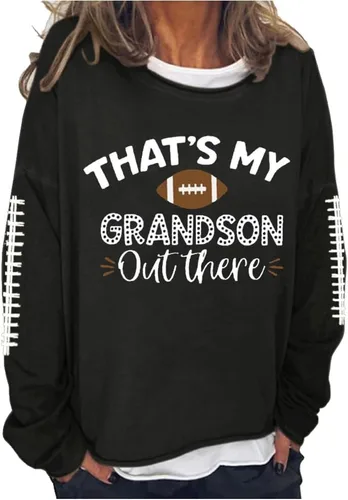 MOGUI Camiseta de fútbol con texto en inglés "That'S My Grandson Out There Football Lover Gift Football Lover Sweatshirt for Women
