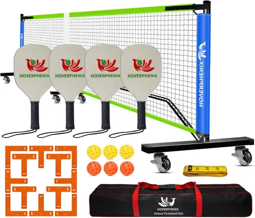 Miniatura 12 de Hoverphenix Portable Pickleball Net Set, 22FT Regulation Size Pickle Ball Net with Paddle Set of 4, Pickleballs and Carry Bag, Easy Setup for Indoor