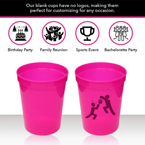 Miniatura 3 de Rolling Sands Vasos de plástico reutilizables para estadios de 16 onzas, paquete de 8, fabricados en Estados Unidos, sin BPA, aptos para Negro
