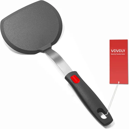 Espátula volteadora de silicona para panqueques con mango alargado, espátulas de cocina resistentes al calor para utensilios de cocina Gris profundo