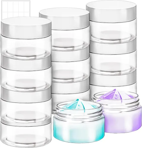 Miniatura 9 de Paquete de 10 tarros de plástico de 4 onzas con tapas, recipientes redondos de 4.2 fl oz para cosméticos, tarros de maquillaje, tarro