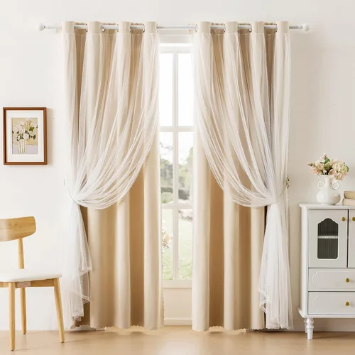 Miniatura 18 de Anytime Cortinas opacas y transparentes para ventana, par de paneles de cortinas lisas con ojales en la parte superior, 35 pulgadas de ancho x 63