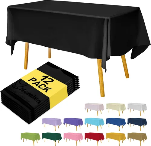 Miniatura 56 de Paquete de 3 manteles de plástico desechables de 54 x 108 pulgadas, manteles de color blanco hueso, manteles de fiesta nupcial para fiestas