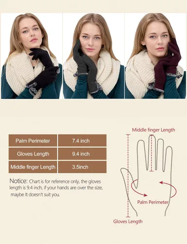 Miniatura 6 de 3 pares de guantes de invierno para mujeres clima frío niñas con dedos de pantalla táctil cálidos y gruesos mensajes de texto al por mayor