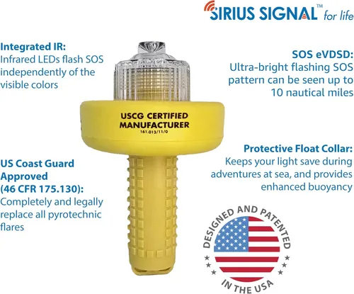 Miniatura 2 de Sirius Signal C-1004 SOS - Señal de socorro LED, blanco e infrarrojo, aprobado por USCG, incluye soporte de pantalla, soporte de almacenamiento