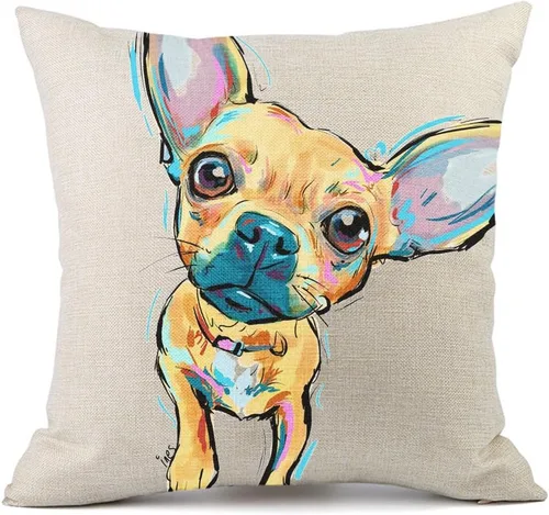 Miniatura 17 de Fundas de almohada con diseño de perro. fundas de cojín de algodón y lino para decorar hogares sofá de 18 x 18 pulgadas Pit Bull-m