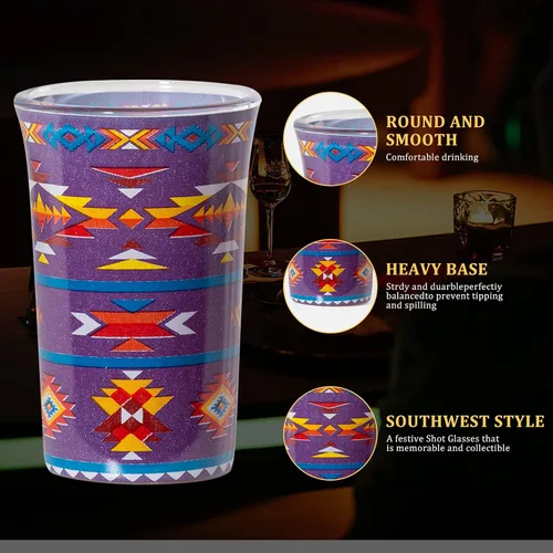 Miniatura 6 de Juego de 4 vasos de chupito transparentes con base pesada del suroeste y aptos para lavavajillas para licores, whisky, tequila, vodka, fiesta