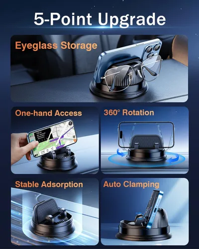 Miniatura 3 de Soporte para teléfono celular de salpicadero, soporte de teléfono móvil multifuncional para automóvil, soporte de teléfono de coche giratorio