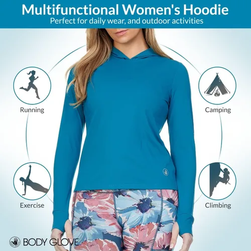 Miniatura 4 de Sudaderas con capucha activas para mujer, transpirable, ultra suave, mangas largas con agujeros para los pulgares, sudadera con capucha para correr