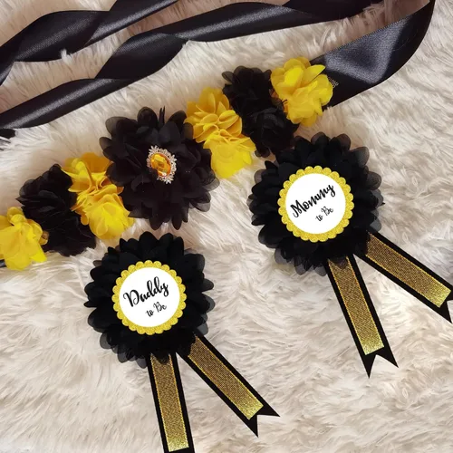 Miniatura 2 de Juego de 3 pines de ramillete y ramillete de maternidad, para mamá y papá, ramillete y diamantes de imitación de flores para embarazo, accesorios