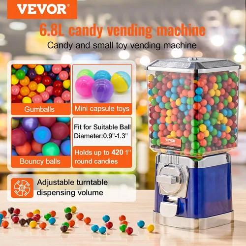 Miniatura 2 de VEVOR - Máquina expendedora de chicles para niños, de policarbonato, para tiendas de juegos, con monedas para cápsulas de juguete, bolas hinchables