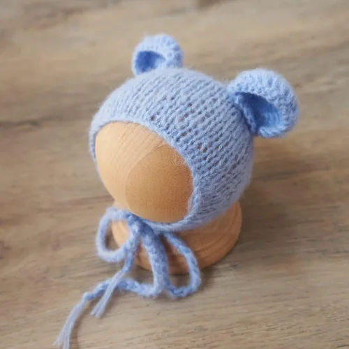 Miniatura 8 de Zeroest Conjunto de punto de ganchillo para sesión de fotos para niño recién nacido, gorro de oso con pies, mameluco con pies, para fotografía