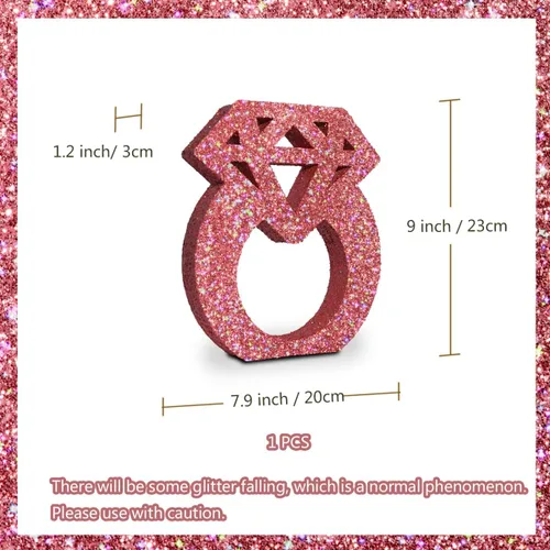Miniatura 5 de Eploger Decoraciones de compromiso, anillos de diamantes con purpurina de oro rosa para decoración de mesa, decoraciones de despedida de soltera