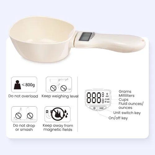 Miniatura 2 de Cuchara de medición digital, cuchara medidora de alimentos digital de 800 g / 0,1 g de alta precisión con pantalla LCD, cuchara de pesaje