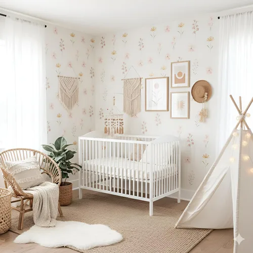 Miniatura 4 de 48 PCS Calcomanías de Flores Bohemias Calcomanías de Pared de Margaritas para Habitaciones de Niñas, Salas de Juegos y Guarderías Impresión de Doble