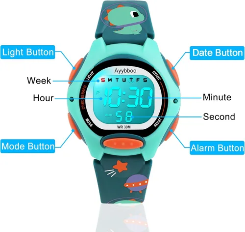 Miniatura 5 de Kids Watch Digital with Cartoon Band, Colorful LED Lights 30M Waterproof, Alarm Clock, Sport Watch with Stopwatch, Cute Child Presents for Girls