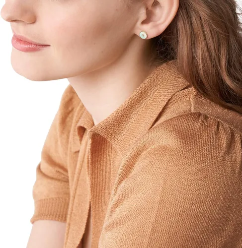 Miniatura 4 de Fossil - Aretes tipo dormilona de acero inoxidable para mujer de tono dorado
