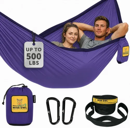 Miniatura 36 de Wise Owl Outfitters Hamaca de camping – Hamaca portátil de 500 libras con correas de árbol – viajes, mochileros, senderismo, equipo de campamento al
