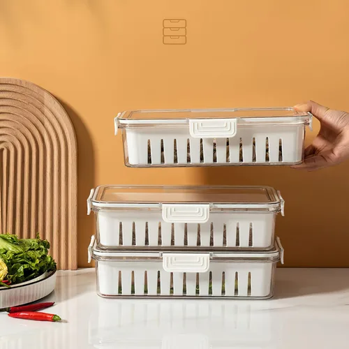 Miniatura 5 de Contenedores organizadores para refrigerador, contenedores de almacenamiento de alimentos con tapas, contenedores de almacenamiento de frutas