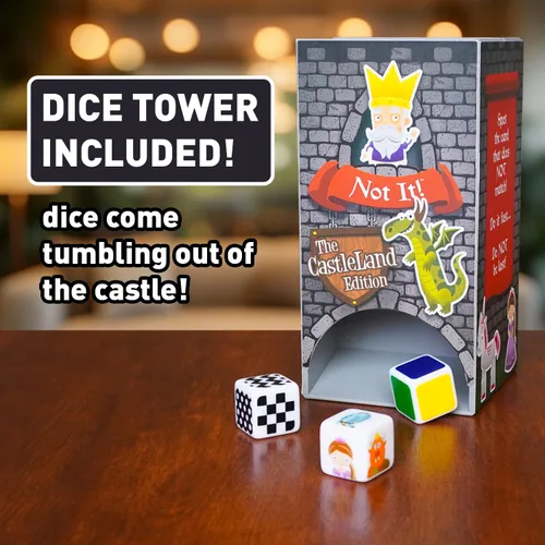 Miniatura 7 de Not It! Castle Land - Juego de dados y cartas de ritmo rápido para niños y familias Juego de emparejamiento con temática de caballeros, dragones