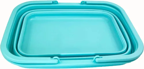 Miniatura 3 de SAMMART Tina plegable con asa de 9.2 litros (2.37 galones) - Cesta de picnic portátil al aire libre - Lavabo plegable para lavar platos, campamento